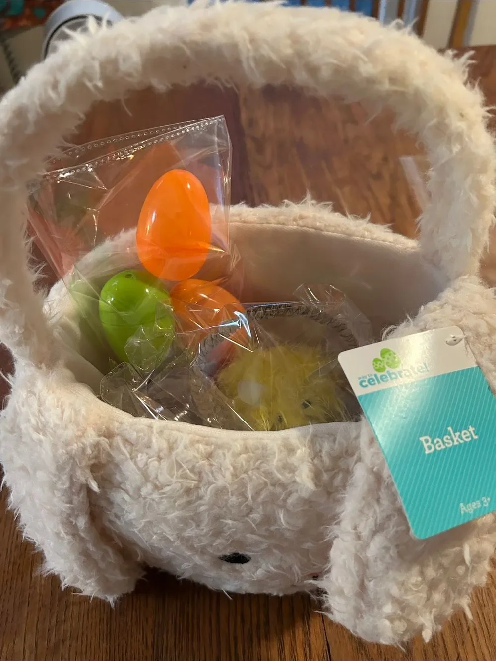🆕 Kids Plush Bunny 🐰 Handbag 🐥 in basket 🧺 Shaggy Cute 🥰 Bonus Eggs 🥚🥚